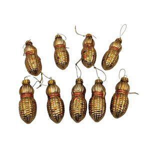 Hand Painted Blown Glass Corn Ornament lot of 9 Fall Jo-Ann Stores Autumn Accent